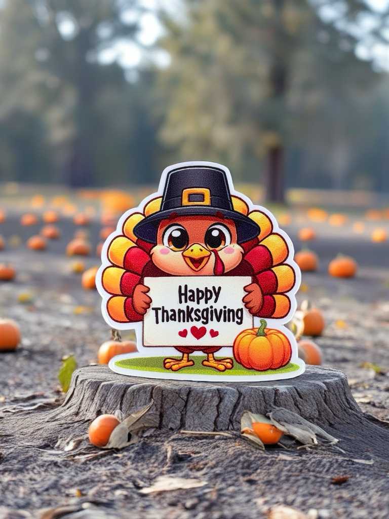 Happy Thanksgiving Turkey Magnet-Cute Fall Holiday Decor