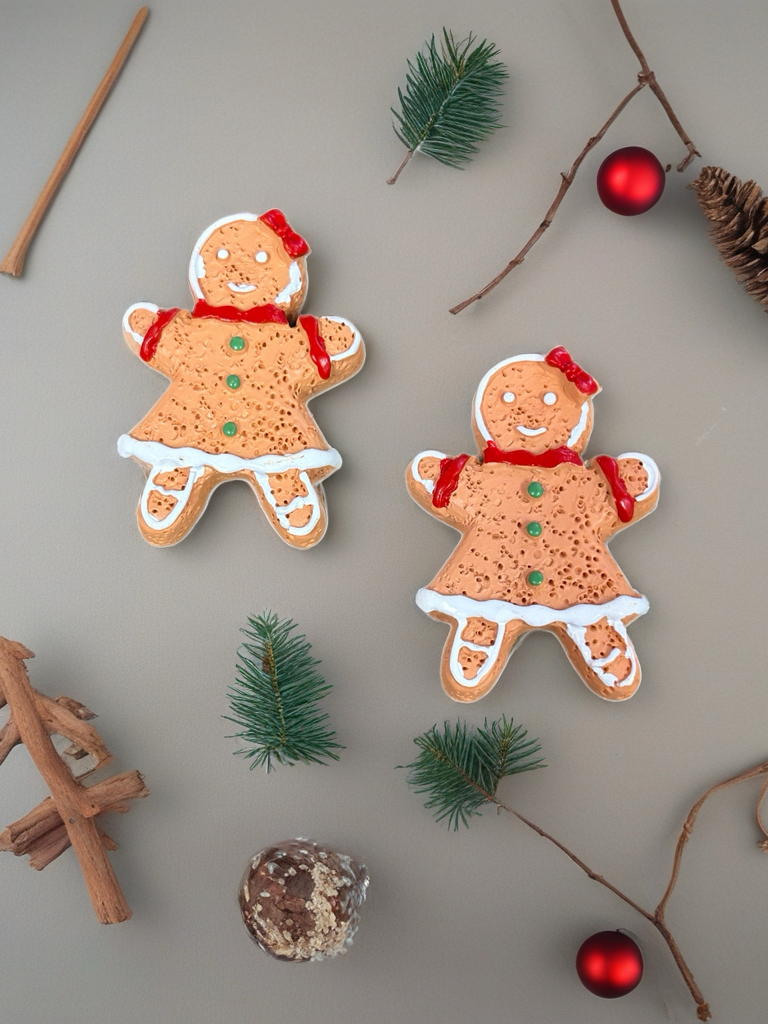 Gingerbread Girl Post Earrings – Festive Resin Holiday Earrings