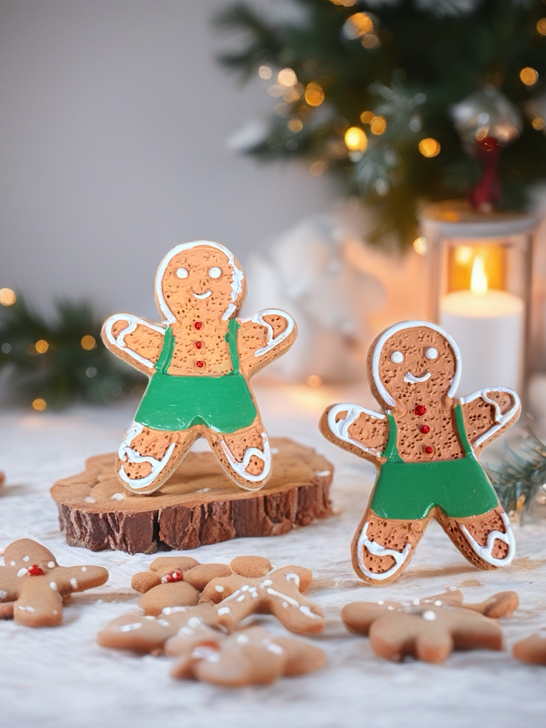 Gingerbread Boy Stud Earrings – Festive Resin Christmas Jewelry