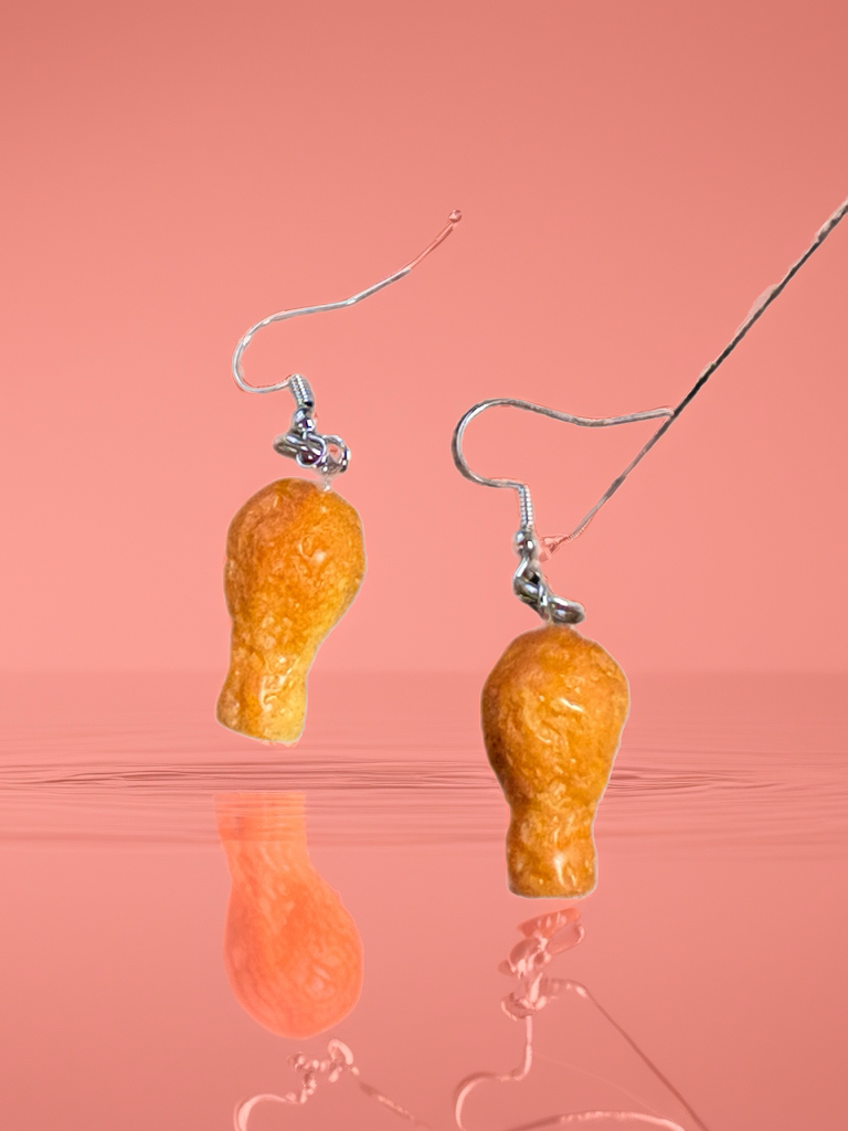 Fried Chicken Leg Dangle Earrings – Fun Foodie Resin Jewelry