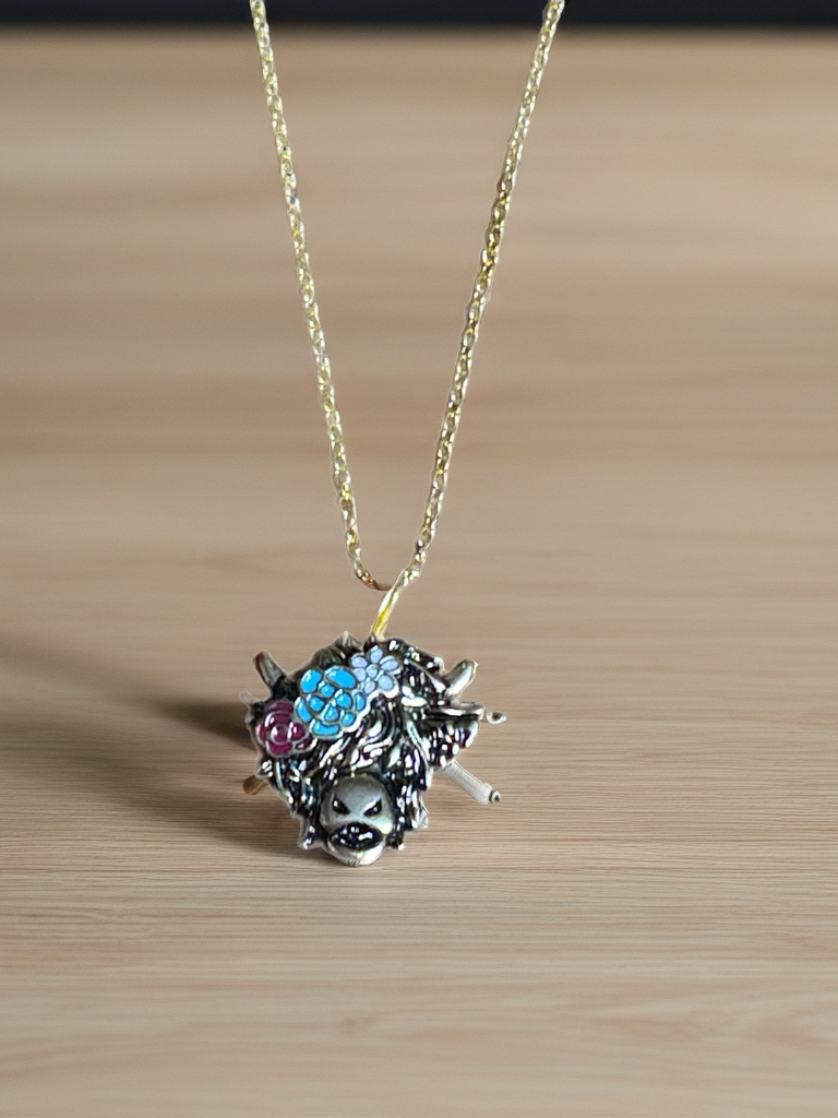 Highland Cow Flower Crown Necklace – Enamel & Antique Gold Charm Pendant