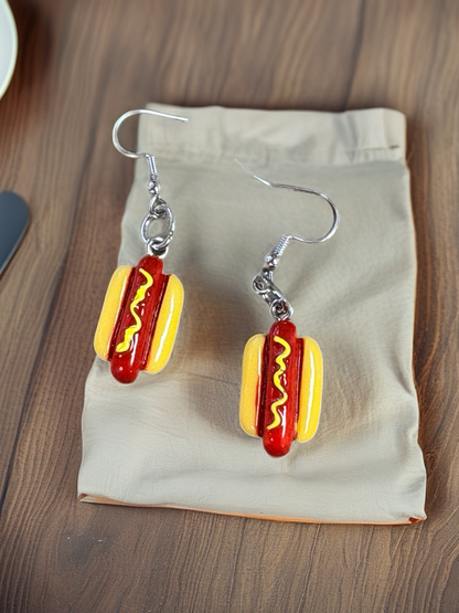 Hot Dog Dangle Earrings – Fun Foodie Resin Jewelr