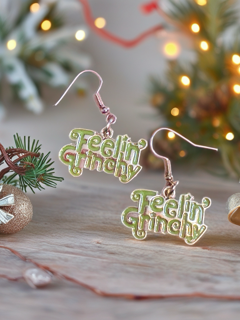 Feelin’ Grinchy Holiday Earrings – Festive Green Statement Dangles