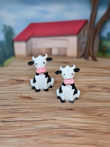 Moove-It Cow Sitting Stud Earrings – Cute Plastic Farm Animal Jewelry