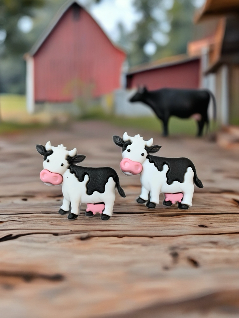 Moove-It Cow Standing Stud Earrings – Cute Plastic Farm Animal Jewelry