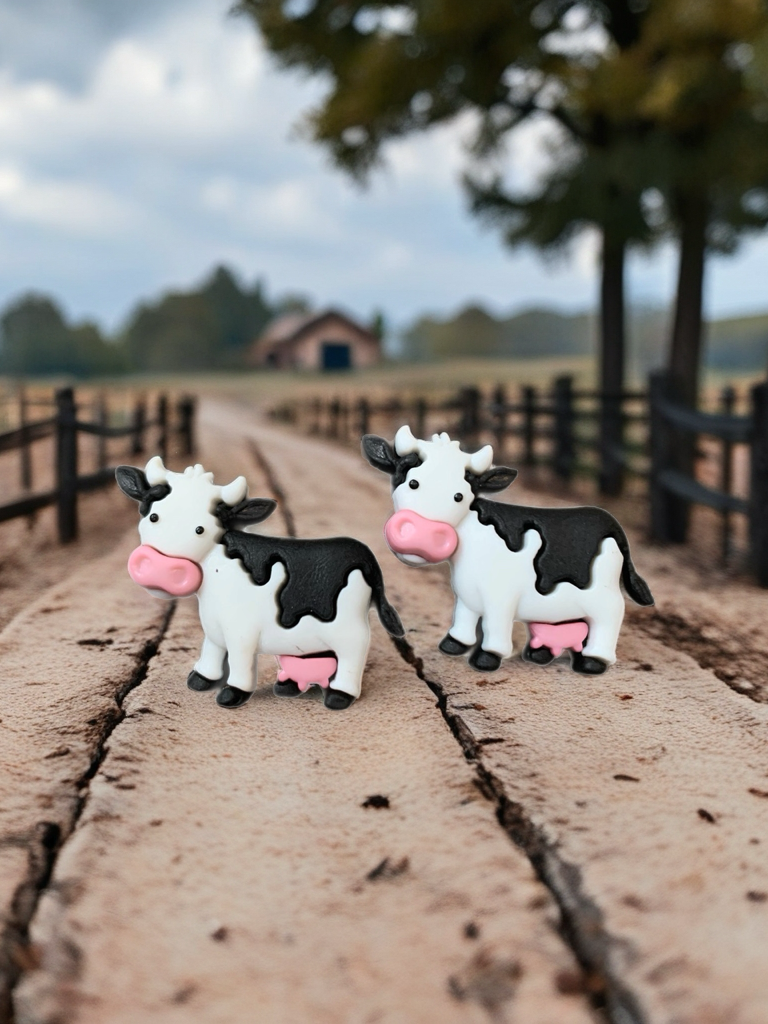 Moove-It Cow Standing Stud Earrings – Cute Plastic Farm Animal Jewelry