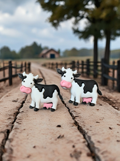 Moove-It Cow Standing Stud Earrings – Cute Plastic Farm Animal Jewelry