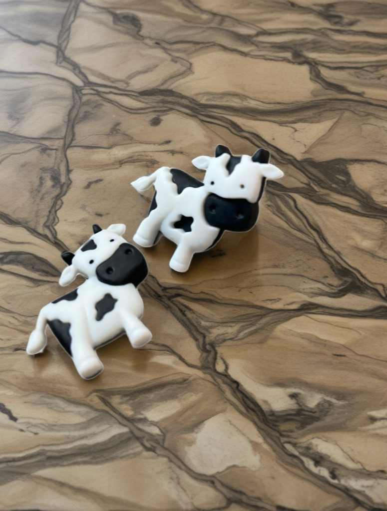 Barnyard Cow Stud Earrings – Cute Plastic Farm Animal Jewelry