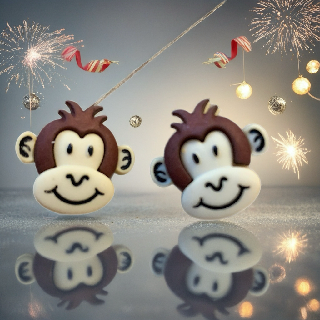 Silly Monkey Stud Earrings – Cute Dark Brown