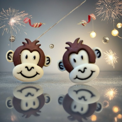 Silly Monkey Stud Earrings – Cute Dark Brown