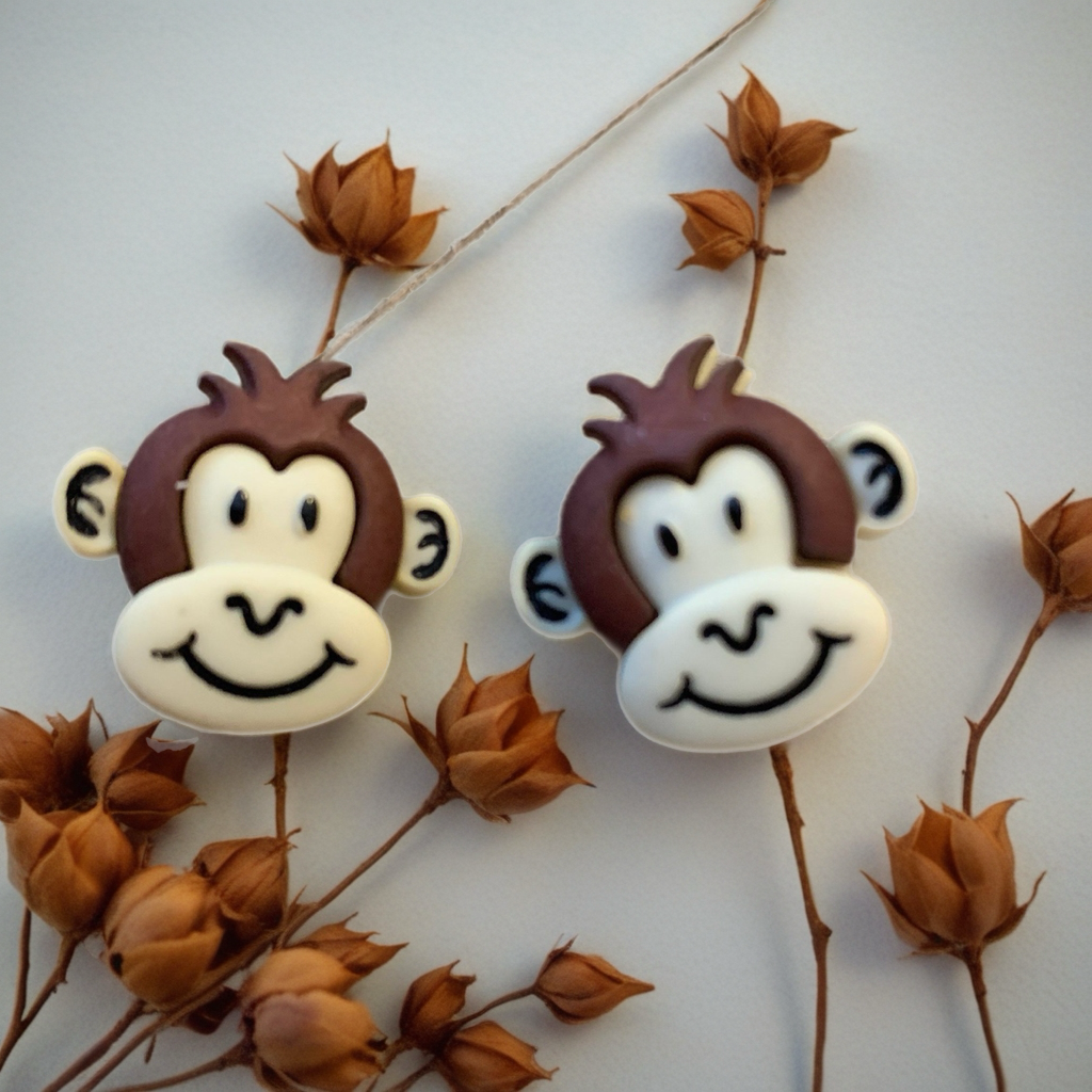 Silly Monkey Stud Earrings – Cute Dark Brown