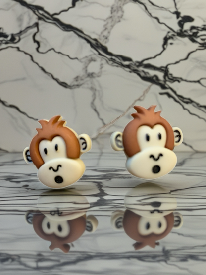 Silly Monkey Stud Earrings – Cute Light Brown