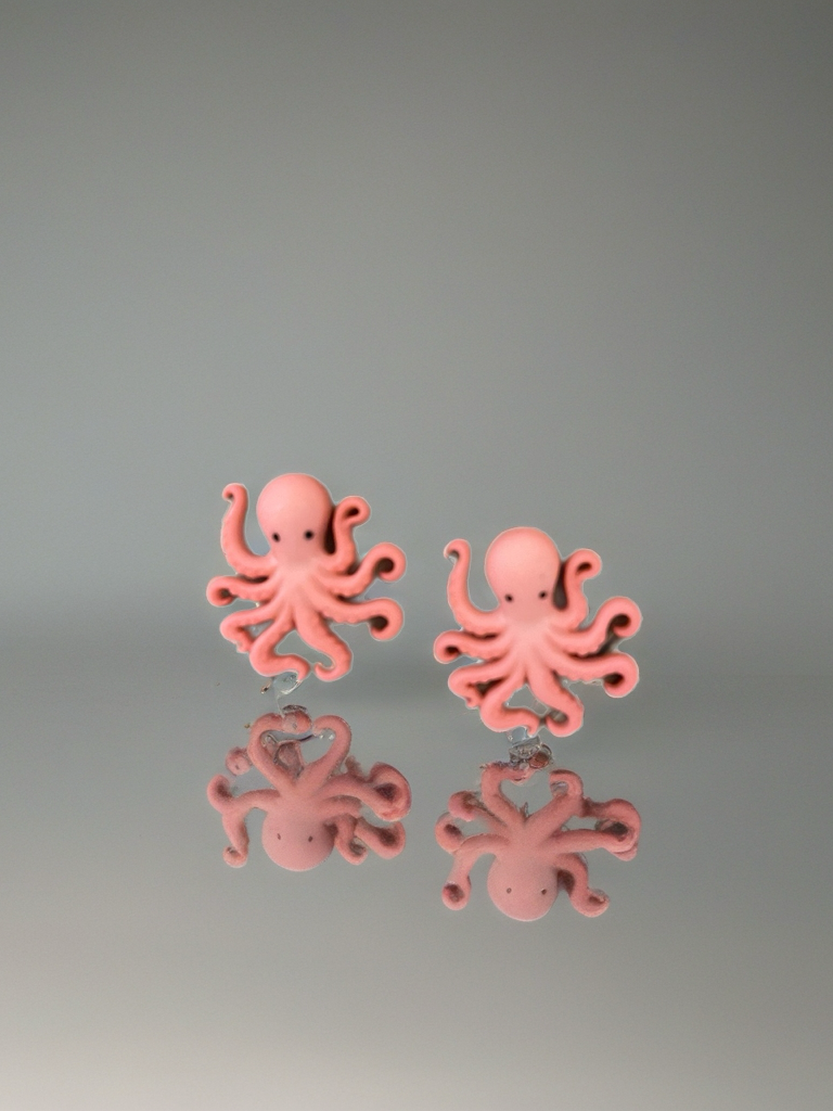 Coral Pink Octopus Stud Earrings – Cute Ocean-Inspired Plastic Jewelry