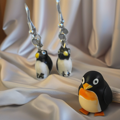 Ceramic Penguin Dangle Earrings – Winter Wonderland Charm Jewelry