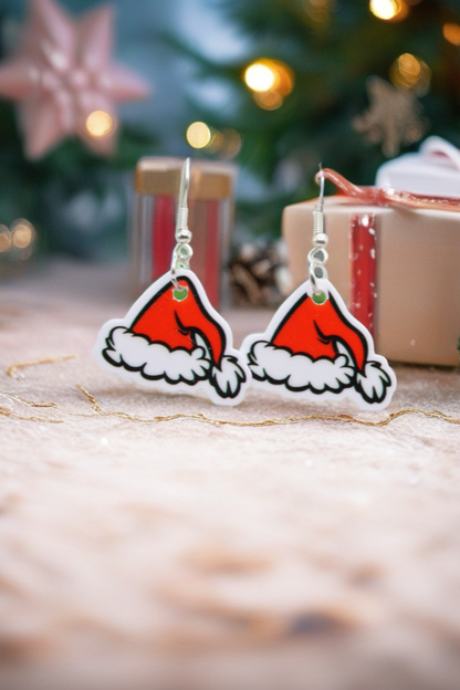 Mini Santa Hat Dangle Earrings – Festive Acrylic Holiday Minis