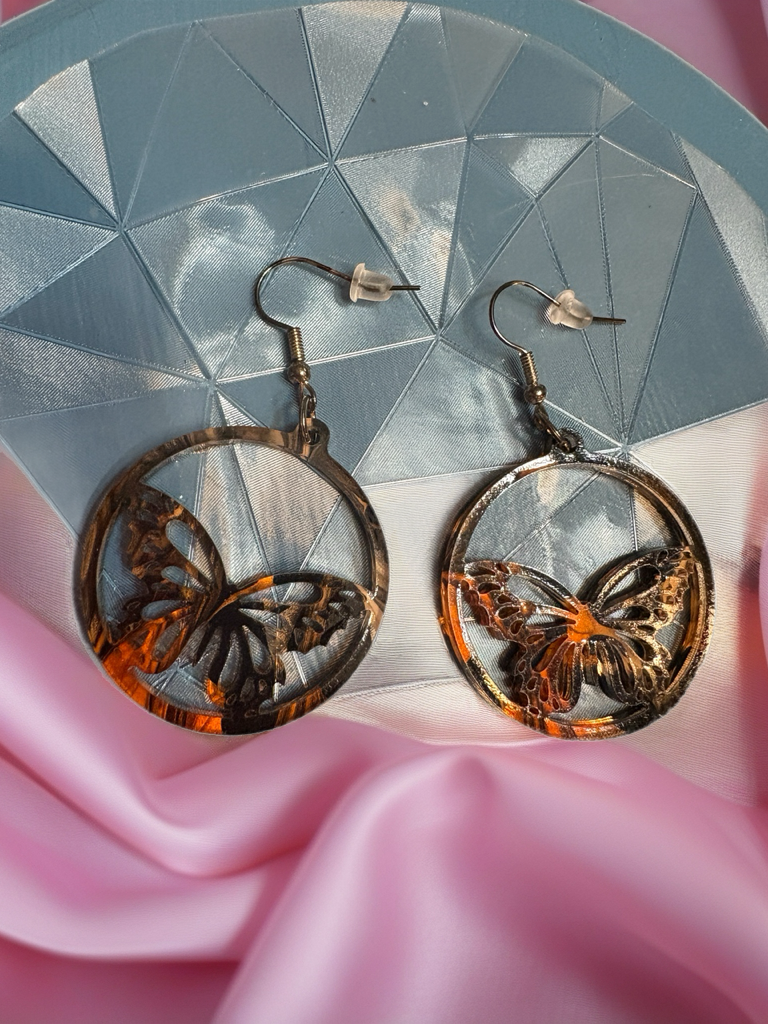Butterfly Circle Earrings – Lightweight Acrylic Statement Jewelry