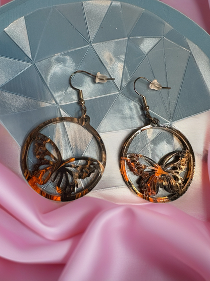 Butterfly Circle Earrings – Lightweight Acrylic Statement Jewelry