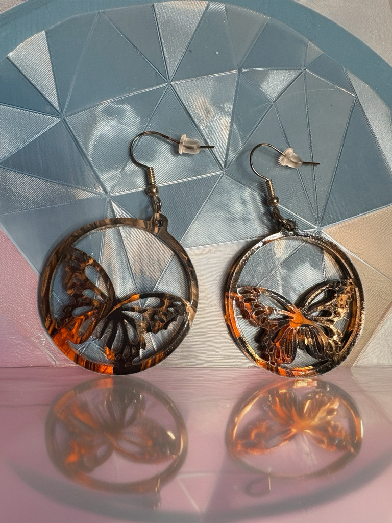 Butterfly Circle Earrings – Lightweight Acrylic Statement Jewelry