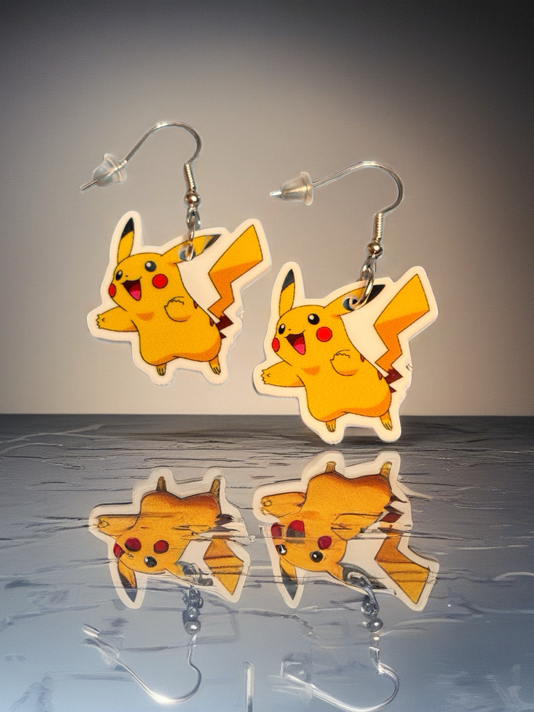 Pikachu Mini Dangle Earrings – Playful Acrylic Pokémon-Inspired Jewelry