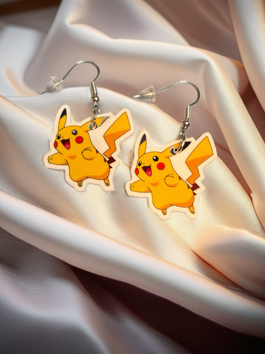 Pikachu Mini Dangle Earrings – Playful Acrylic Pokémon-Inspired Jewelry