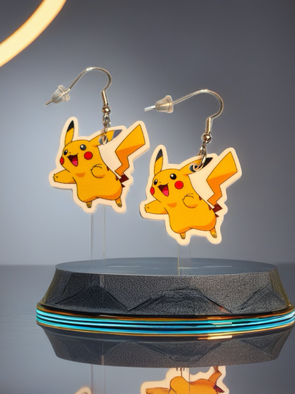 Pikachu Mini Dangle Earrings – Playful Acrylic Pokémon-Inspired Jewelry