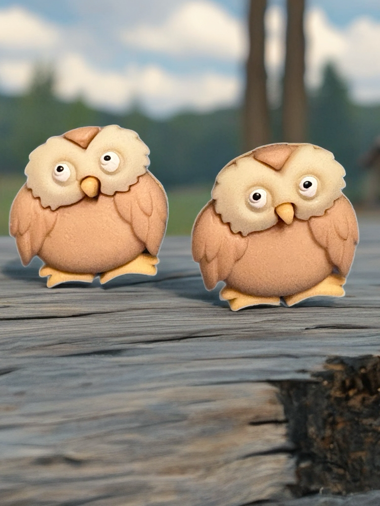 Whimsy Woodland Owl Earrings – Cute Brown & Cream Forest Friends