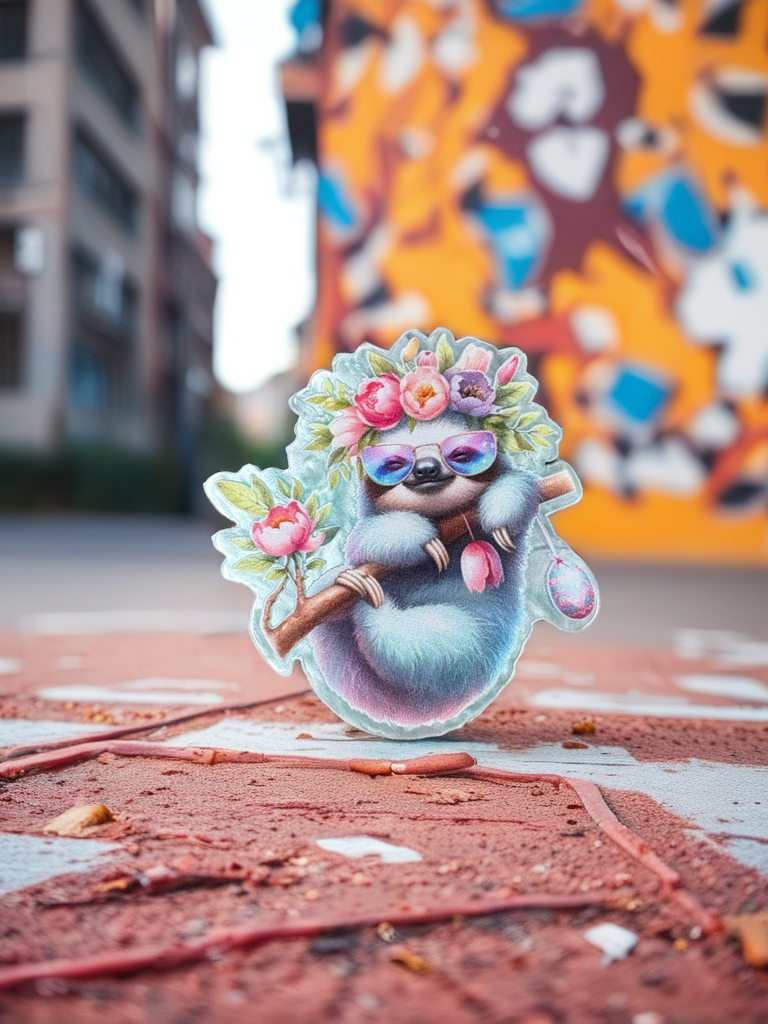 Floral Crown Sloth Magnet – Whimsical Pastel Woodland Decor