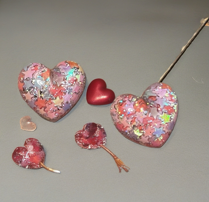 You Melt My Heart Stud Earrings – Confetti Glitter Resin Hearts
