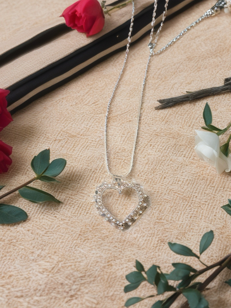 Rhinestone & Pearl Open Heart Necklace on Gold Snake Chain – Elegant Heart Pendant