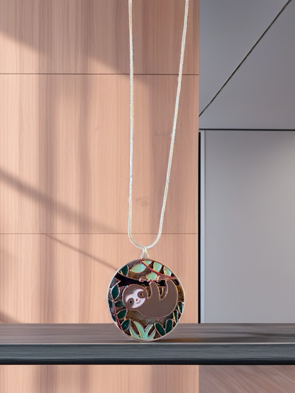 Sloth Pendant Necklace on Gold Snake Chain – Cute Sloth Jewelry