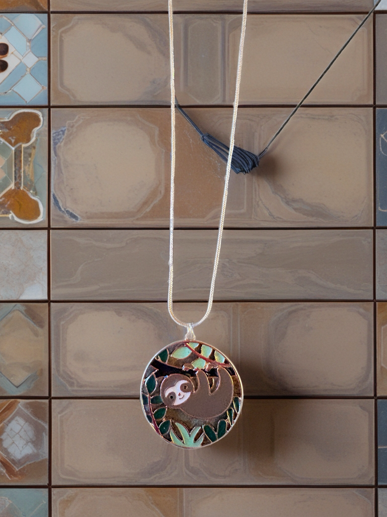 Sloth Pendant Necklace on Gold Snake Chain – Cute Sloth Jewelry