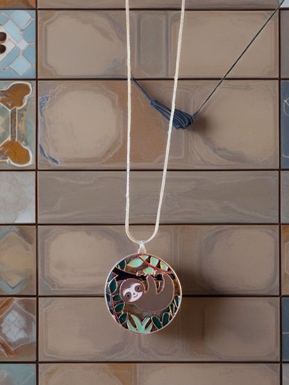 Sloth Pendant Necklace on Gold Snake Chain – Cute Sloth Jewelry