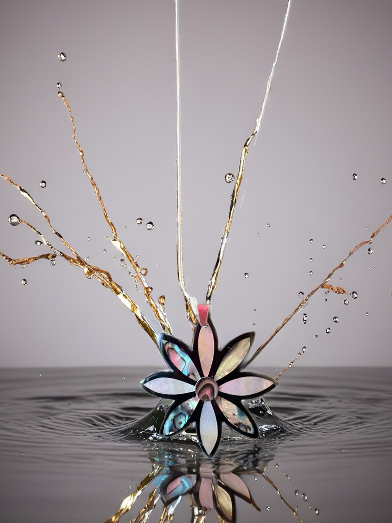 Flower Shell Pendant Necklace on Silver Snake Chain – Iridescent Mother of Pearl Floral Jewelry