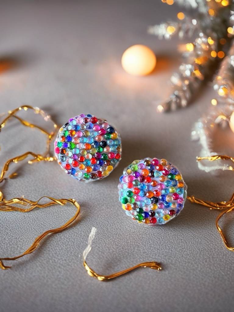 Rainbow Diamond Art Round Stud Earrings