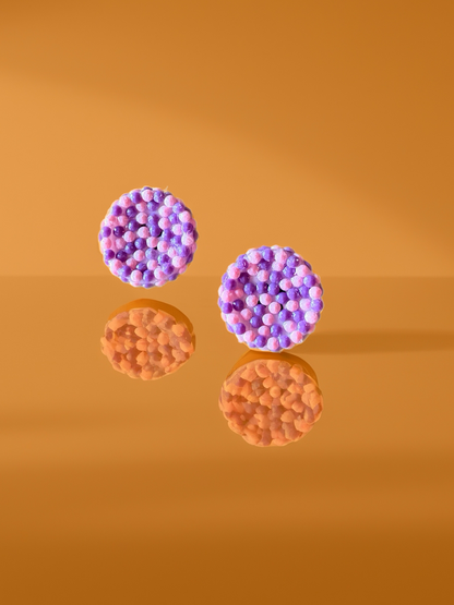Pink & Purple Diamond Art Round Stud Earrings