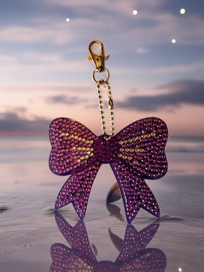 Purple Bow  Diamond Art Key chain