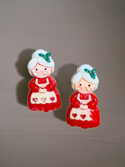 Magic of the Christmas Season Mrs. Claus Stud Earrings