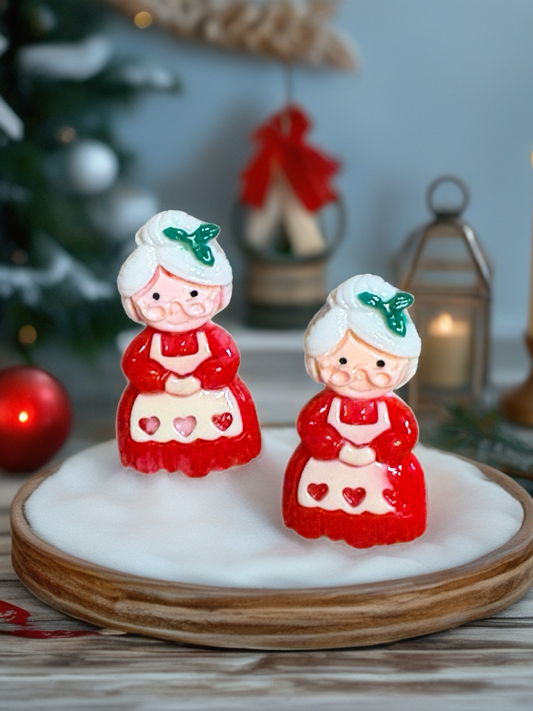Magic of the Christmas Season Mrs. Claus Stud Earrings