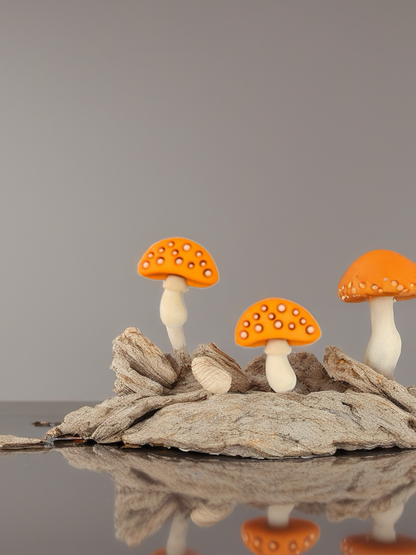 Orange Mushroom Stud Earrings – Whimsical Woodland Charm
