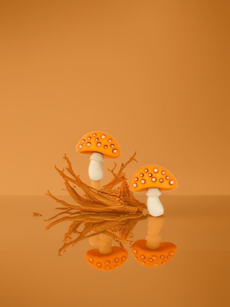 Orange Mushroom Stud Earrings – Whimsical Woodland Charm