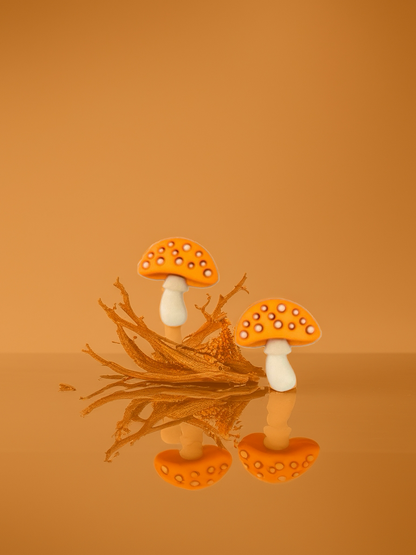 Orange Mushroom Stud Earrings – Whimsical Woodland Charm