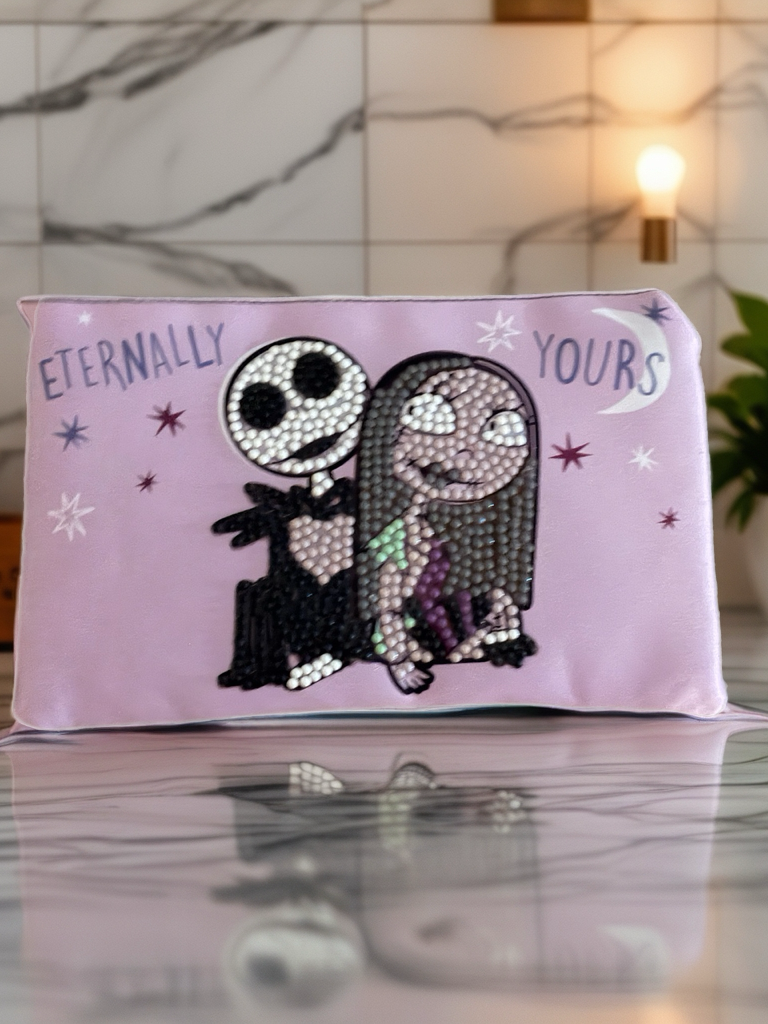 Eternally Yours Diamond Art Pencil & Makeup Bag – Gothic Rhinestone Zip Pouch