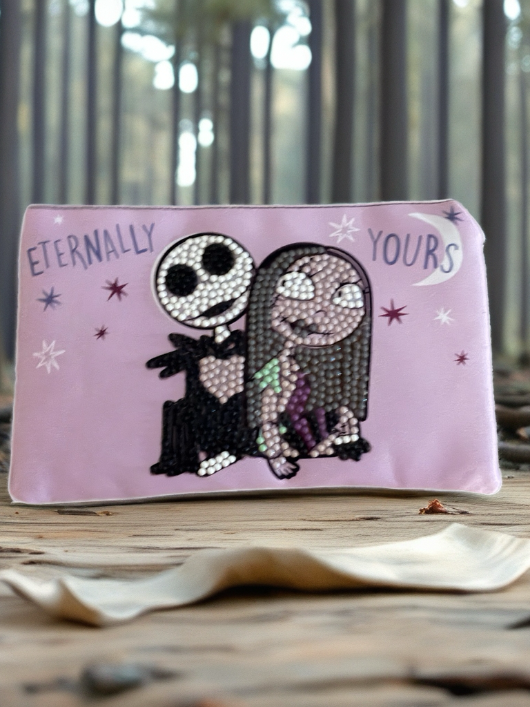 Eternally Yours Diamond Art Pencil & Makeup Bag – Gothic Rhinestone Zip Pouch