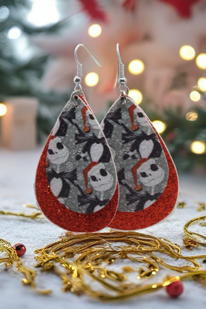 Santa Hat Jack Teardrop Earrings | Handmade Holiday Statement Earrings