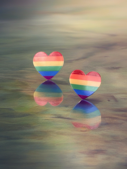Rainbow Heart Stud Earrings – Pride Heart Design