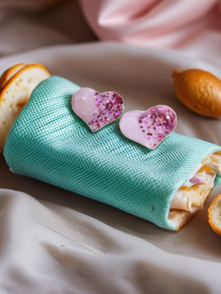 Purple Heart Stud Earrings – Lavender Acrylic with Glitter