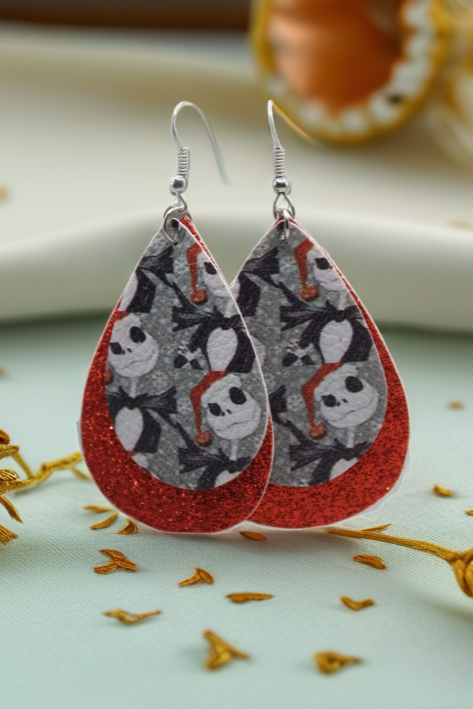 Santa Hat Jack Teardrop Earrings | Handmade Holiday Statement Earrings