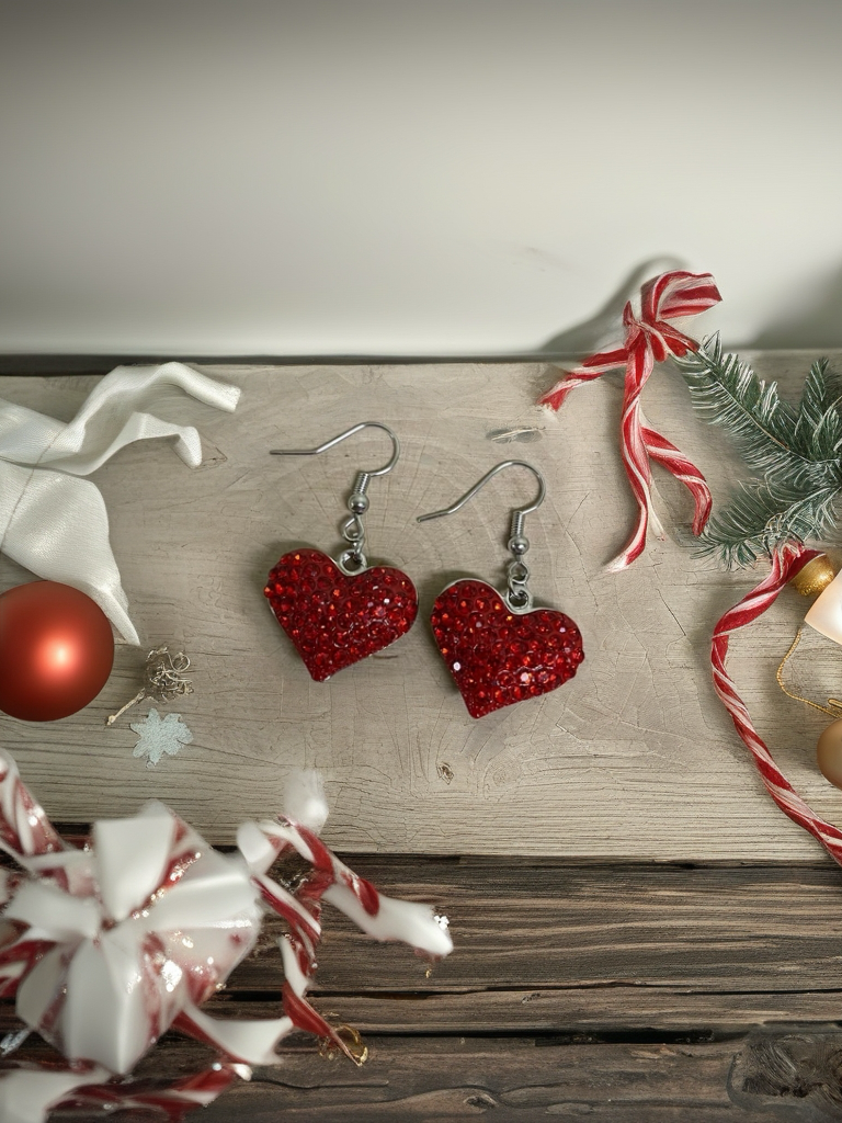 Valentine’s Day Red Pavé Heart Wire Earrings – Sparkling Rhinestone Dangles