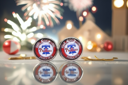 Phillies Baseball Glass Stud Earrings | 12mm Handmade Fan Jewelry