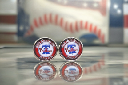 Phillies Baseball Glass Stud Earrings | 12mm Handmade Fan Jewelry